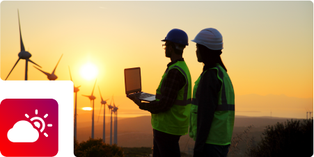 Ingenieure prüfen Windkraftanlagen
